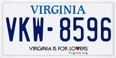 VA license plate VKW8596