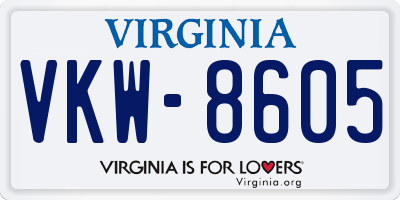 VA license plate VKW8605