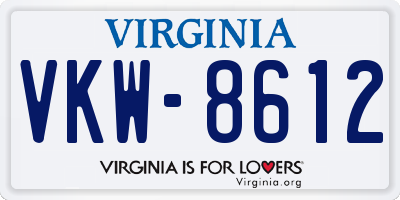 VA license plate VKW8612