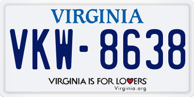 VA license plate VKW8638