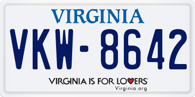 VA license plate VKW8642
