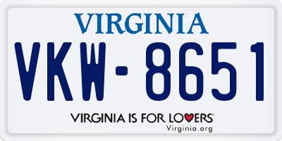 VA license plate VKW8651