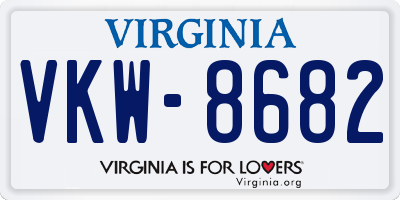 VA license plate VKW8682