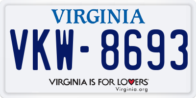 VA license plate VKW8693