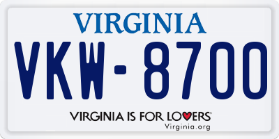 VA license plate VKW8700