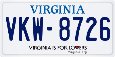 VA license plate VKW8726