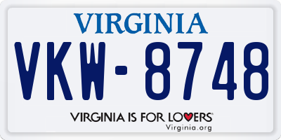 VA license plate VKW8748