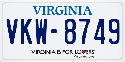 VA license plate VKW8749