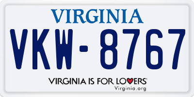 VA license plate VKW8767