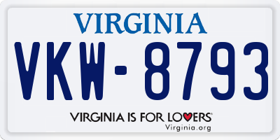 VA license plate VKW8793
