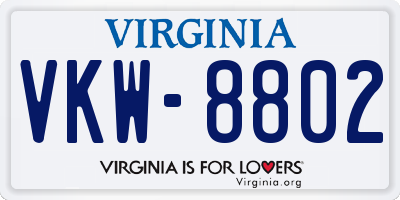 VA license plate VKW8802