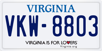 VA license plate VKW8803