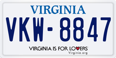 VA license plate VKW8847
