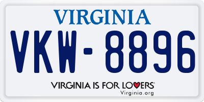 VA license plate VKW8896