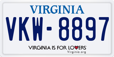 VA license plate VKW8897