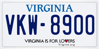 VA license plate VKW8900