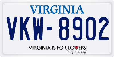 VA license plate VKW8902