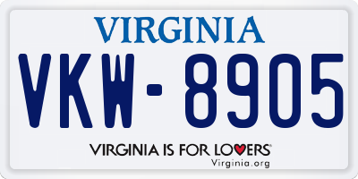 VA license plate VKW8905