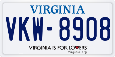 VA license plate VKW8908