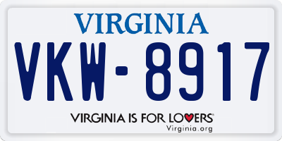 VA license plate VKW8917