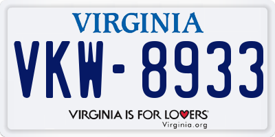 VA license plate VKW8933