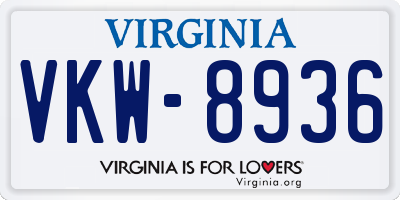 VA license plate VKW8936