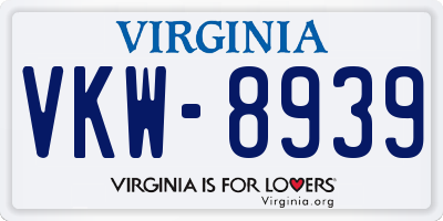 VA license plate VKW8939