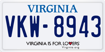 VA license plate VKW8943