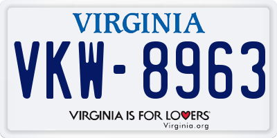 VA license plate VKW8963