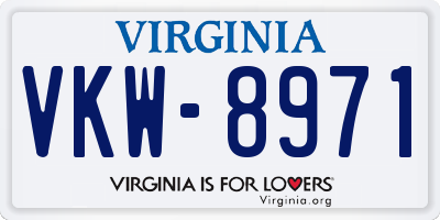 VA license plate VKW8971