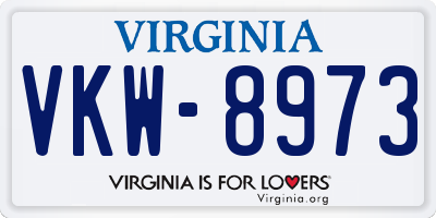 VA license plate VKW8973