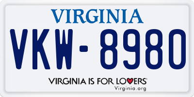 VA license plate VKW8980