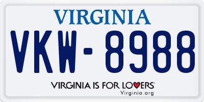 VA license plate VKW8988