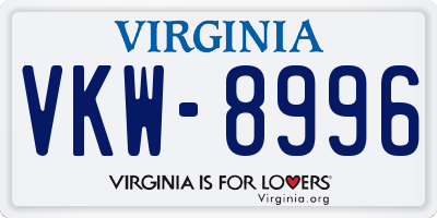 VA license plate VKW8996