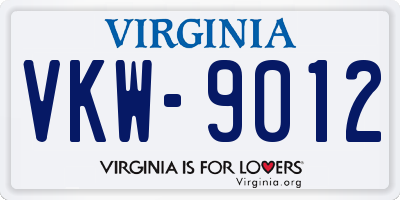 VA license plate VKW9012