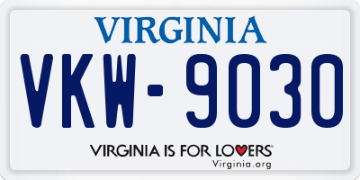 VA license plate VKW9030