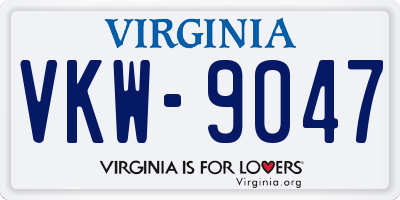 VA license plate VKW9047