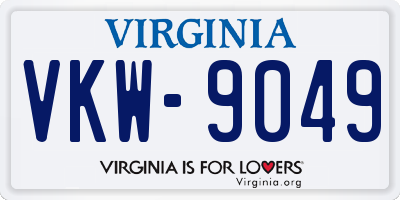 VA license plate VKW9049