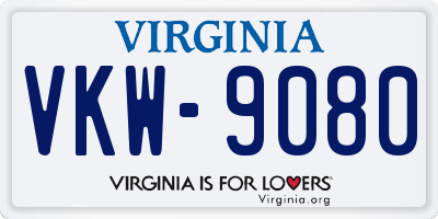 VA license plate VKW9080