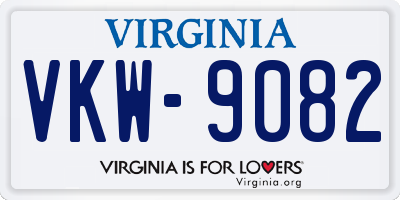 VA license plate VKW9082