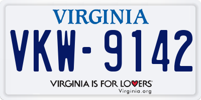 VA license plate VKW9142