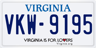 VA license plate VKW9195