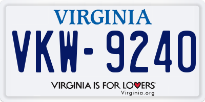 VA license plate VKW9240