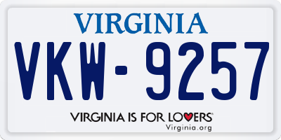VA license plate VKW9257