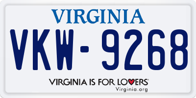 VA license plate VKW9268