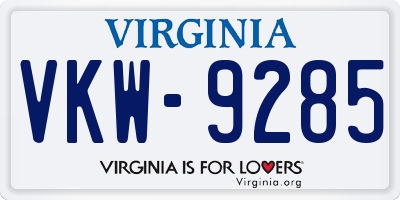 VA license plate VKW9285