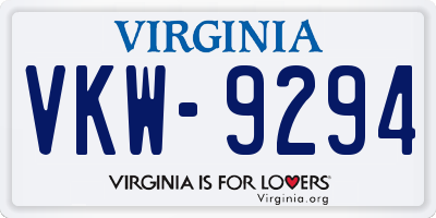 VA license plate VKW9294