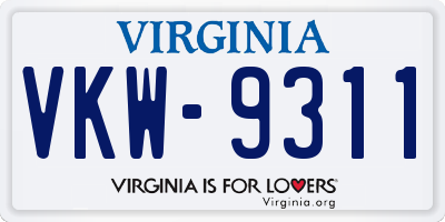 VA license plate VKW9311