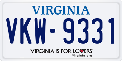 VA license plate VKW9331