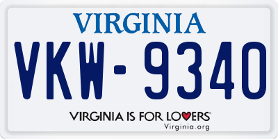VA license plate VKW9340